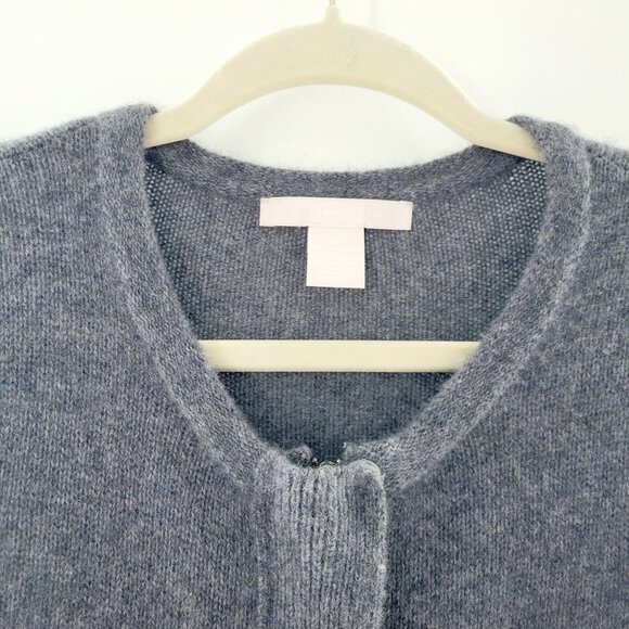 Cashmere Project Gray Cardigan Cashmere with Rabbit Fur Trim Women's Size Small - Picture 2 of 12